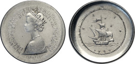 Repubblica Italiana, Monetazione in Lire (1946-2001), Progetto 1957 in acmonital, D/ Regina Elisabetta II, opus Giampaoli, contorno liscio, Ac 26,7 mm...