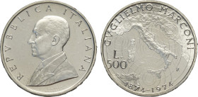 Repubblica Italiana, Monetazione in Lire (1946-2001), 500 Lire 1974 con legenda errata del contorno: REPUBALIANA BLICA IT, RRRR Ag 29 mm 11,00 g, fond...
