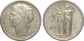 Repubblica Italiana, Monetazione in Lire (1946-2001), 100 Lire 1950 Prova in Nichelio, RR Pag-690 Ni 28 mm 10,08 g, FDC