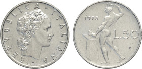 Repubblica Italiana, Monetazione in Lire (1946-2001), 50 Lire 1975 coniata in italma, It 24,8 mm 1,86 g , SPL-FDC