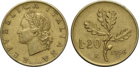 Repubblica Italiana, Monetazione in Lire (1946-2001), 20 Lire 1956 Prova, RR Pag-620 Ba 21,25 mm 3,66 g. Molte monete di prova da 20 Lire 1956 finiron...