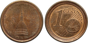 Repubblica Italiana, Monetazione in Euro (2002-), Centesimo 2002 "Mole Antonelliana", Acc/Cu 19 mm 3,07 g. Esemplare da 2 centesimi con al R/ il valor...