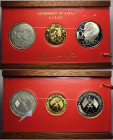 Ajman, United Arab Emirates, Rashid Bin Hamad al-Naimi (1928-1981), Gold and Silver Proof Set 1970 (3) Vladimir Lenin, KM-PS11, 100 Riyals Au 31 mm 20...