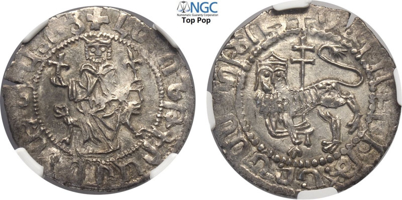 Armenia Cilician, Levon I (1198-1219), Double Tram, Ag 5,23 g, in Slab NGC MS62 ...