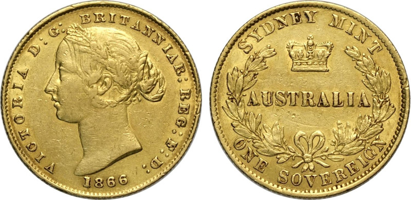 Australia, Victoria (1837-1901), Sovereign 1866-SY, Sydney Mint, Au 22 mm 7,95 g...