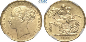 Australia, Victoria (1837-1901), Sovereign 1881-M, Melbourne Mint, Au 22 mm, in Slab NGC AU58