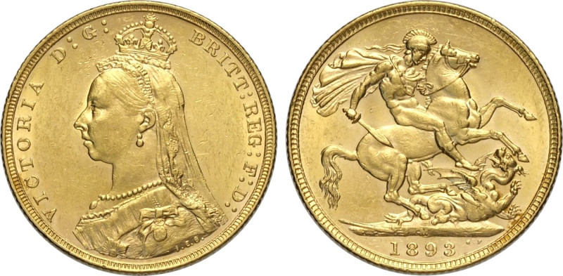 Australia, Victoria (1837-1901), Sovereign 1893-M, Melbourne Mint, Au 22 mm, SPL...