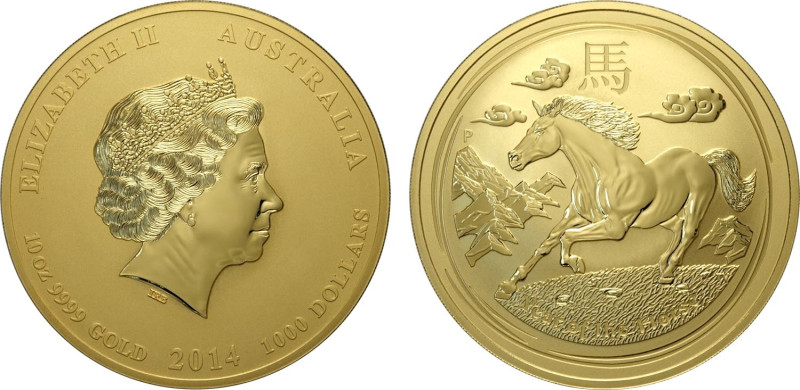 Australia, Elizabeth II (1952-2022), 1000 Dollars 2014 year of the horse, Pearth...