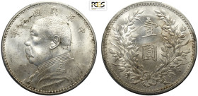 China, Republic (1912-1949), Dollar year 3 (1914), L&M-63 Ag 39 mm 26,40 g, in Slab PCGS MS61