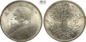 China, Republic (1912-1949), Dollar year 9 (1920), L&M-77 Ag 39 mm 26,40 g, in Slab NGC MS63