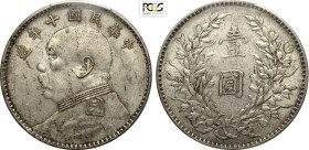China, Republic (1912-1949), Dollar year 10 (1921), L&M-79 NC, Ag 39 mm 26,40 g, in Slab PCGS AU50