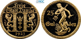 Danzig, Free City (1920-1939), 25 Gulden 1923, RR Au 22 mm 7,99 g, in Slab NGC PF63+ Ultra Cameo