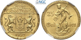 Danzig, Free City (1920-1939), 25 Gulden 1930, Rara Au 22 mm 7,99 g, in Slab NGC MS64