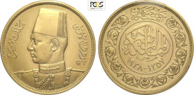 Egypt, Farouk (1936-1952), 500 Piastres AH1357-1938, London mint, Au 37 mm 42,50 g, in Slab PCGS PR64 Cameo