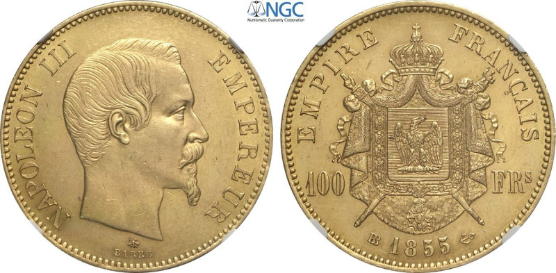 France, Napoleon III (1852-1870), 100 Francs 1855-BB, Strasbourg mint, Mintage: ...
