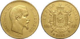 France, Napoleon III (1852-1870), 100 Francs 1855-A, Paris mint, Au 35 mm 32,24 g, q.SPL