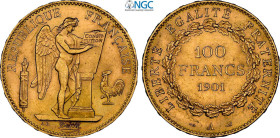 France, Third Republic (1870-1940), 100 Francs 1901-A, Paris mint, Au 35 mm 32,26 g, in Slab NGC MS63 (cert. 2135263045 second best grade)