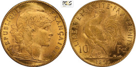 France, Third Republic (1870-1940), 10 Francs 1899, Au 19 mm 3,22 g, rara in questa qualità, in Slab PCGS MS64