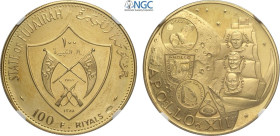 Fujairah, Muhammad bin Hamad al-Sharqi (1952-1974), 100 Riyals 1970, KM-10 Au 35,5 mm 20,73 g, in Slab NGC PF67 Ultra Cameo