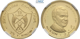 Fujairah, Muhammad bin Hamad al-Sharqi (1952-1974), 25 Riyals 1970, KM-7 Au 20 mm 5,18 g, in Slab NGC PF69 Ultra Cameo