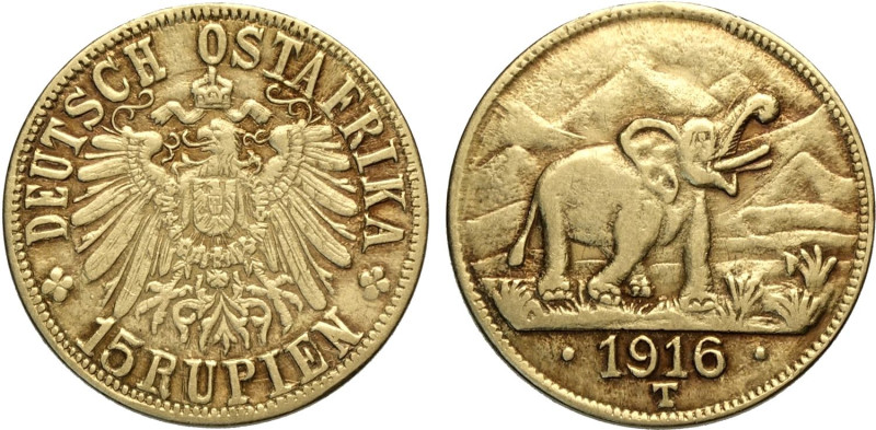 German East Africa, Wilhelm II (1888-1918), 15 Rupien 1916, Tabora mint, long ar...