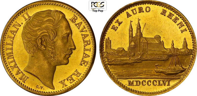 Germany Bavaria, Maximilian II (1848-1864), Ducat 1856 Rhine river, Munich Mint,...