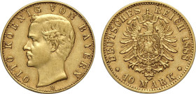 Germany Bavaria, Otto (1886-1913), 10 Mark 1888-D, Munich Mint, Au 19,5 mm, colpo al bordo BB