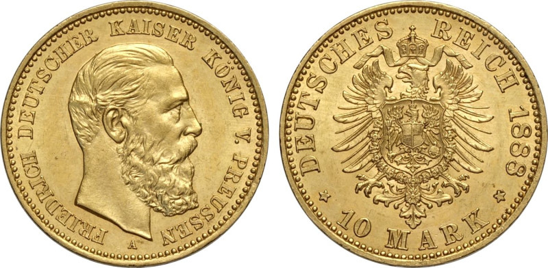 Germany Prussia, Friedrich III (1888), 10 Mark 1888-A, Berlin mint, Au 20 mm 3,9...