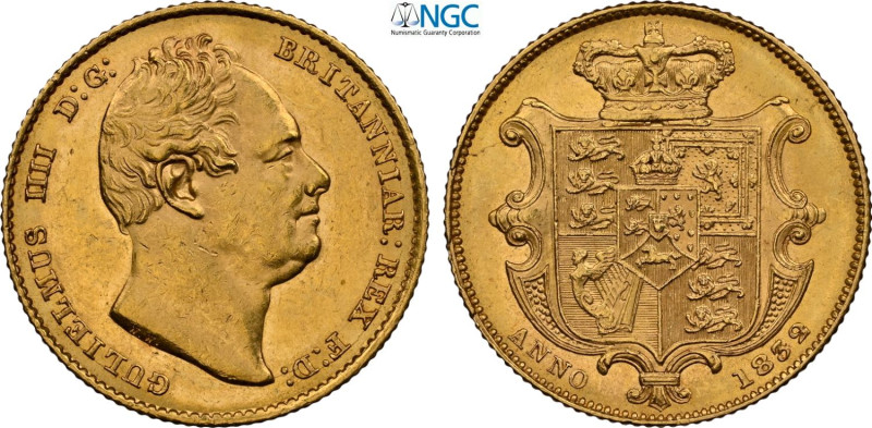 Great Britain, William IV (1830-1837), Sovereign 1832, Au 22 mm 7,99 g, di alta ...