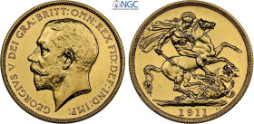 Great Britain, George V (1910-1936), 2 Pounds 1911, London Mint, Mintage: 2812, Au 28,4 mm 15,98 g, ex Erwin Warth collection, in Slab NGC PF62