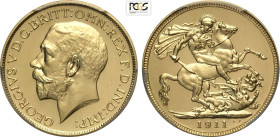 Great Britain, George V (1910-1936), Sovereign 1911, London Mint, Mintage: 3764, Au 22 mm 7,99 g, ex Salton collection, in Slab PCGS PR65+ Cameo
