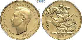 Great Britain, George VI (1936-1952), 2 Pounds 1937, London Mint, Au 28,4 mm 15,98 g, in Slab NGC PF62 CAMEO