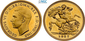 Great Britain, George VI (1936-1952), Sovereign 1937, London Mint, Au 22 mm 7,99 g, in Slab NGC PF62