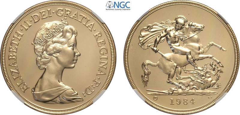 Great Britain, Elizabeth II (1952-2022), 5 Pounds 1984, London Mint, Au 36 mm 39...