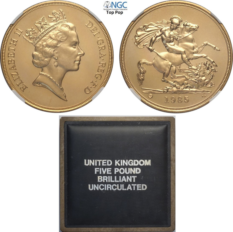 Great Britain, Elizabeth II (1952-2022), 5 Pounds 1985, London Mint, Au 36 mm 39...