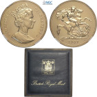 Great Britain, Elizabeth II (1952-2022), 5 Pounds 1987, London Mint, Mintage: 5694, Au 36 mm 39,94 g, with original box and certificate. In Slab NGC M...