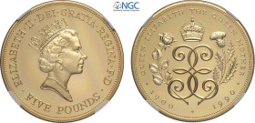 Great Britain, Elizabeth II (1952-2022), Proof 5 Pounds 1999 Birth of Queen Mother, London Mint, Mintage: 2500, Au 38,61 mm 39,94 g, in Slab NGC PF68 ...