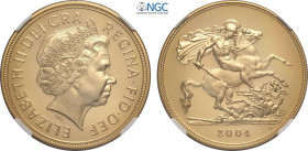 Great Britain, Elizabeth II (1952-2022), Proof 5 Pounds 2004, London Mint, Mintage: 1749, Au 36 mm 39,94 g, in Slab NGC PF69 Ultra Cameo