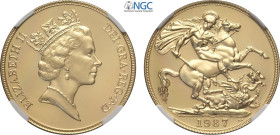 Great Britain, Elizabeth II (1952-2022), Proof 2 Pounds 1987, London Mint, Au 28,4 mm 15,98 g, in Slab NGC PF67 Ultra Cameo