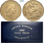 Great Britain, Elizabeth II (1952-2022), Proof 2 Pounds 1988, London Mint, Au 28,4 mm 15,98 g, with original box for set (to be completed) and certifi...