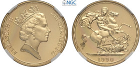 Great Britain, Elizabeth II (1952-2022), Proof 2 Pounds 1990, London Mint, Au 28,4 mm 15,98 g, in Slab NGC PF65 Ultra Cameo