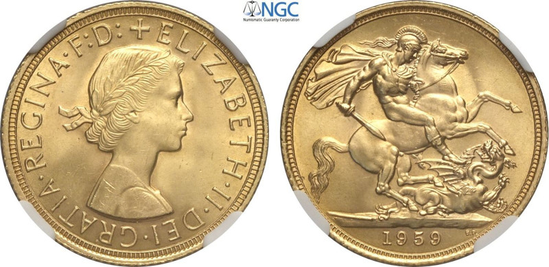 Great Britain, Elizabeth II (1952-2022), Sovereign 1959, London Mint, Au 22 mm 7...