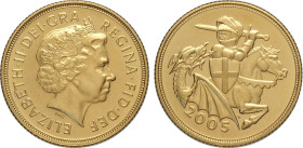 Great Britain, Elizabeth II (1952-2022), Sovereign 2005, London Mint, Au 22 mm 7,99 g, FDC
