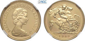 Great Britain, Elizabeth II (1952-2022), Proof Half Sovereign 1983, London Mint, Au 19,3 mm 3,99 g, in Slab NGC PF69 Ultra Cameo