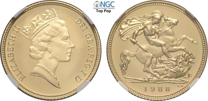 Great Britain, Elizabeth II (1952-2022), Proof Half Sovereign 1988, London Mint,...
