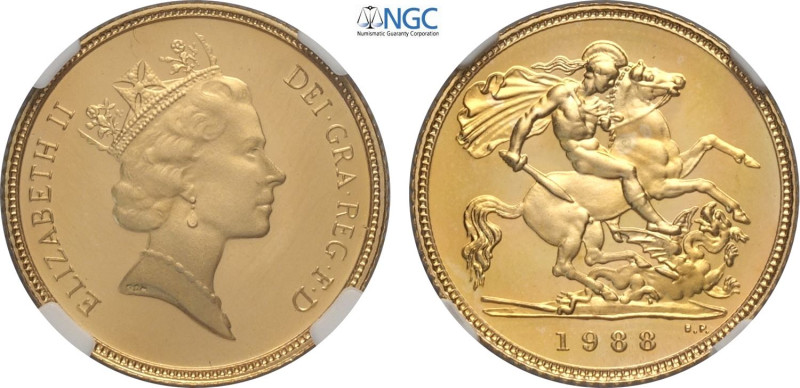 Great Britain, Elizabeth II (1952-2022), Proof Half Sovereign 1988, London Mint,...