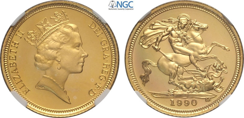 Great Britain, Elizabeth II (1952-2022), Proof Half Sovereign 1990, London Mint,...