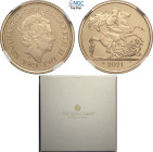 Great Britain, Elizabeth II (1952-2022), Proof Half Sovereign 2021, London Mint, Au 19,3 mm 3,99 g, with original box and certificate, in Slab NGC PF7...