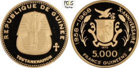 Guinea, Republic (1958-), 5000 Francs 1970 Tutankhamen, Mintage: 675, KM-38 Au 33,5 mm 20 g, in Slab PCGS PR69 Deep Cameo Top Pop! (cert. 44978736)