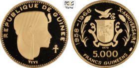 Guinea, Republic (1958-), 5000 Francs 1970 Queen Teyi, Mintage: 685, KM-39 Au 33,5 mm 20 g, in Slab PCGS PR69 Deep Cameo Top Pop! (cert. 44978737)